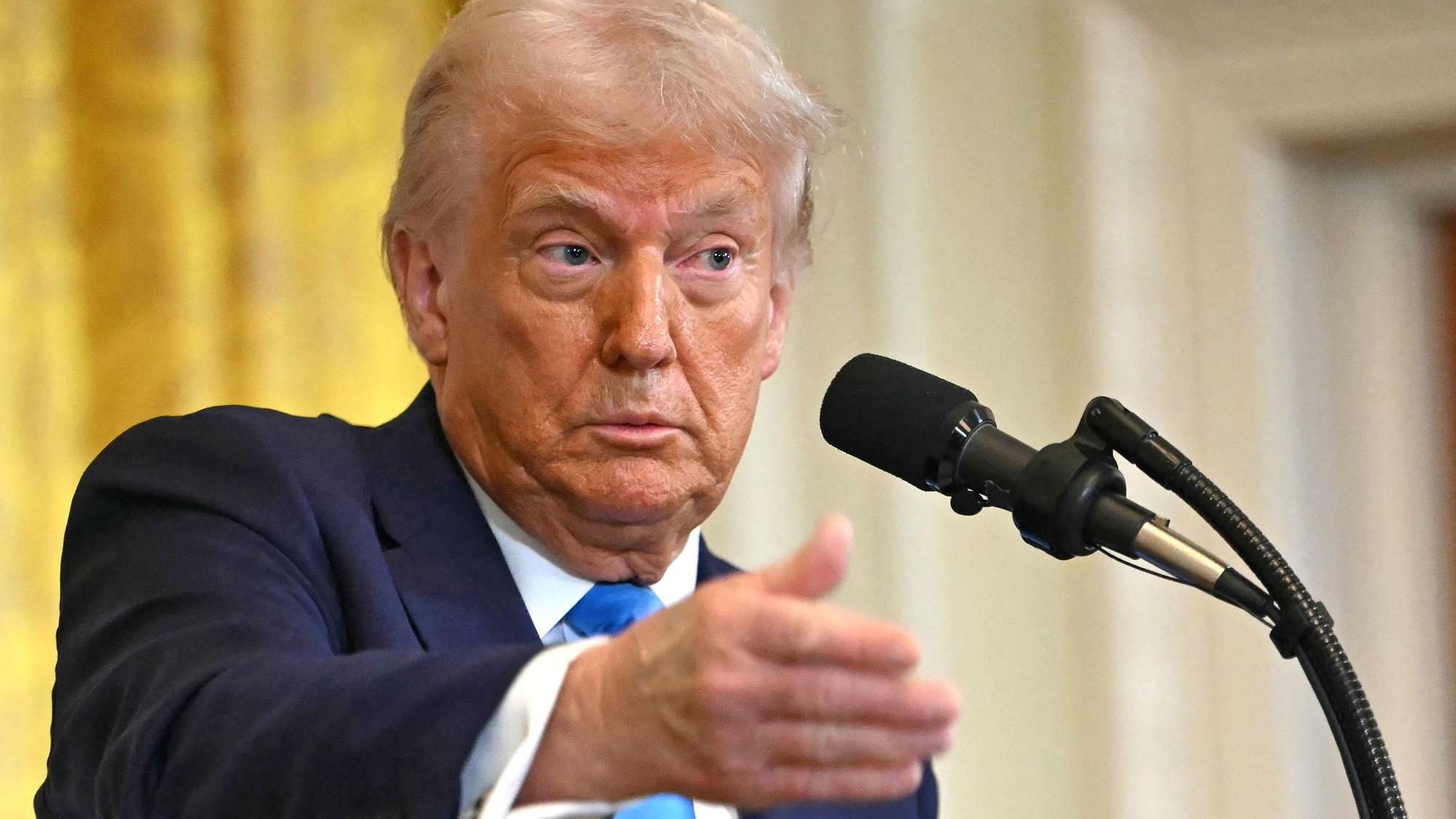 Donald Trump bei der gemeinsamen Pressekonferenz mit Benjamin Netanjahu.