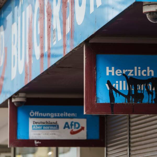 Die Fassade des AfD-Bürgerbüros in der Ludwigstraße ist mit Farbe verunstaltet.