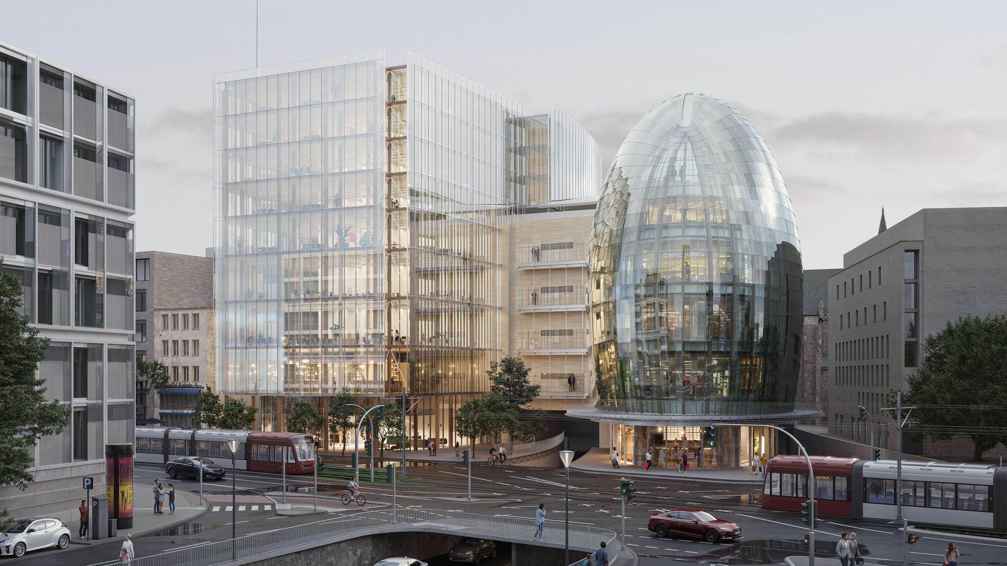 Diese Visualisierung zeigt den Anbau an das Weltstadthaus.