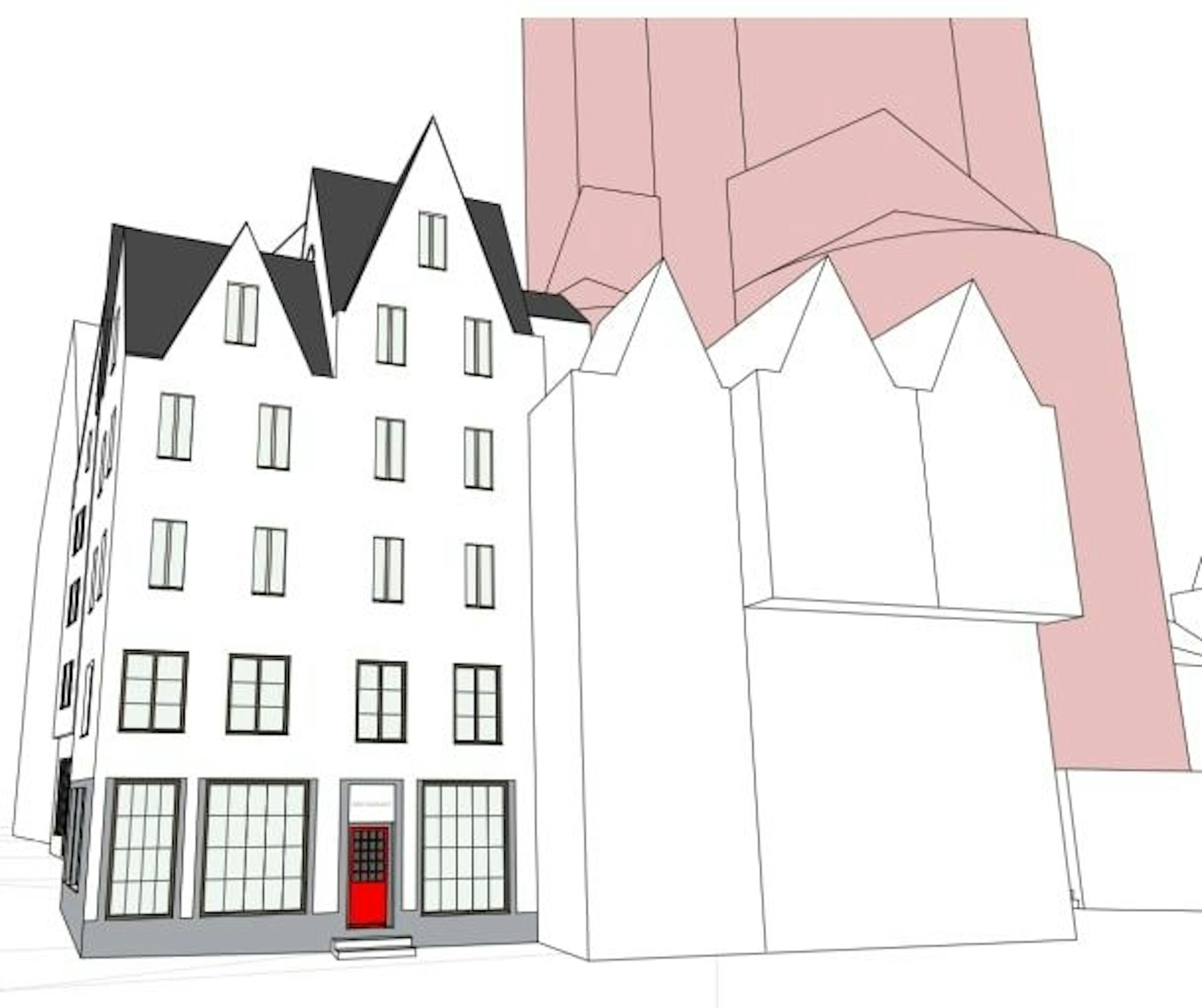 Schmalere Fenster und keine Maueranker mehr, so zeigt es die Zeichnung.