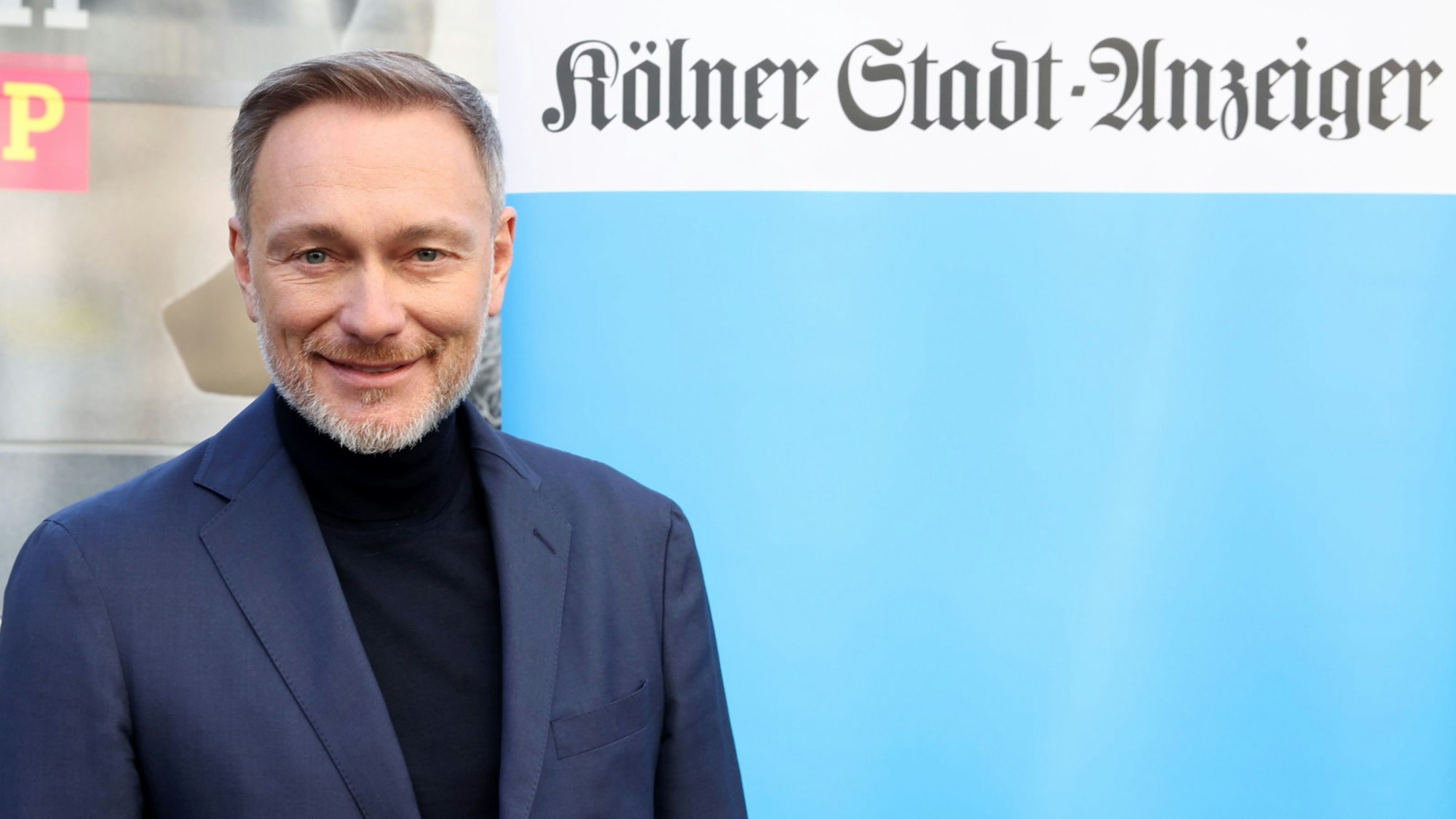 Christian Lindner vor KSTA-Banner