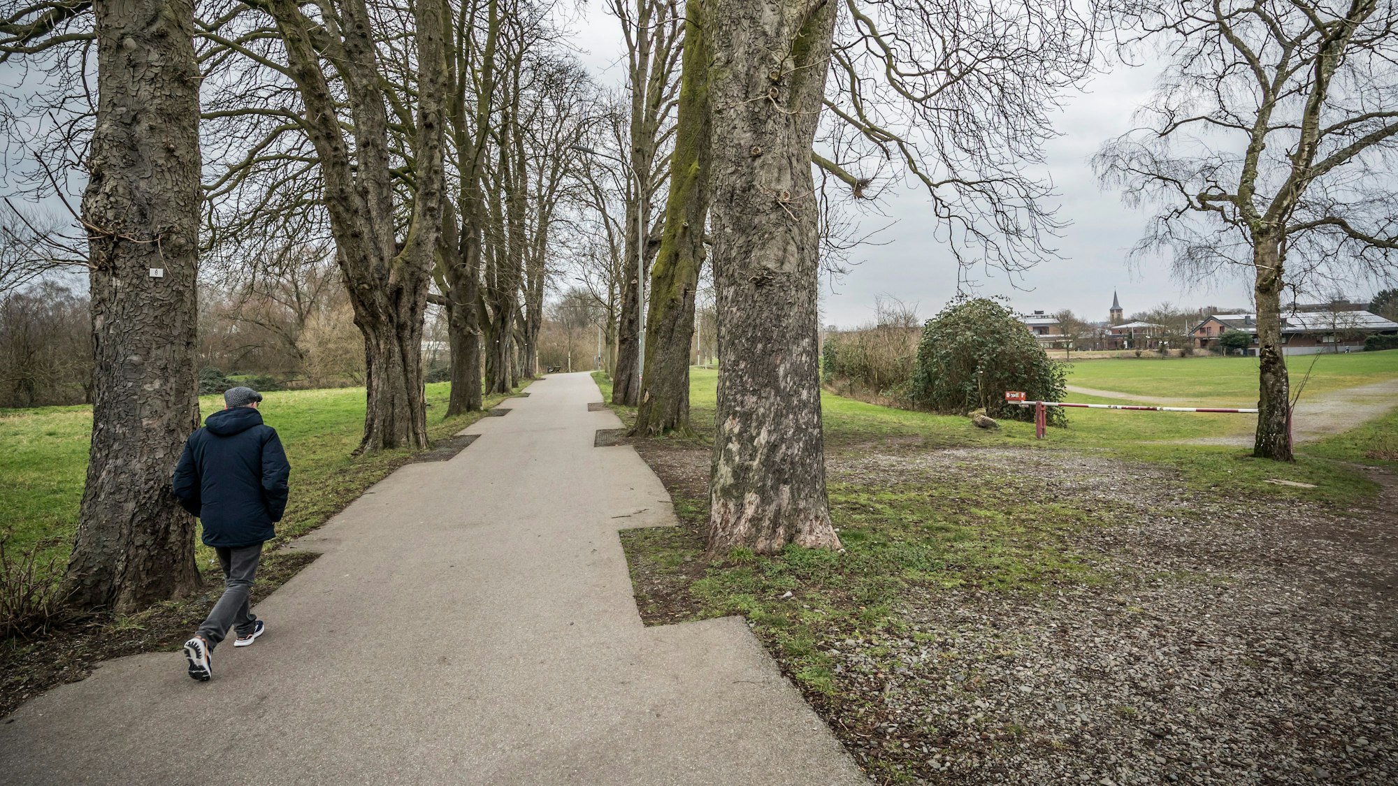 Das von Nolden gepachtete Grundstück umfasst die große Wiese (rechts) und die Kastanienallee.