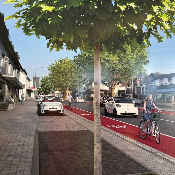 Die Altenberger-Dom-Straße nach dem Umbau, in einer Skizze der Stadt