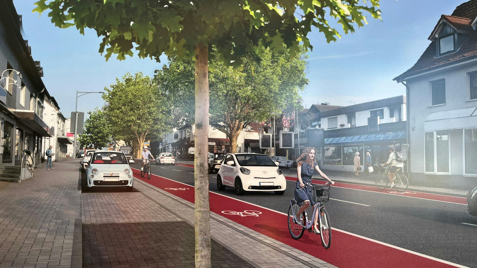 Die Altenberger-Dom-Straße nach dem Umbau, in einer Skizze der Stadt