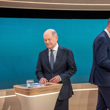 Olaf Scholz und Friedrich Merz bei ihrem TV-Duell.