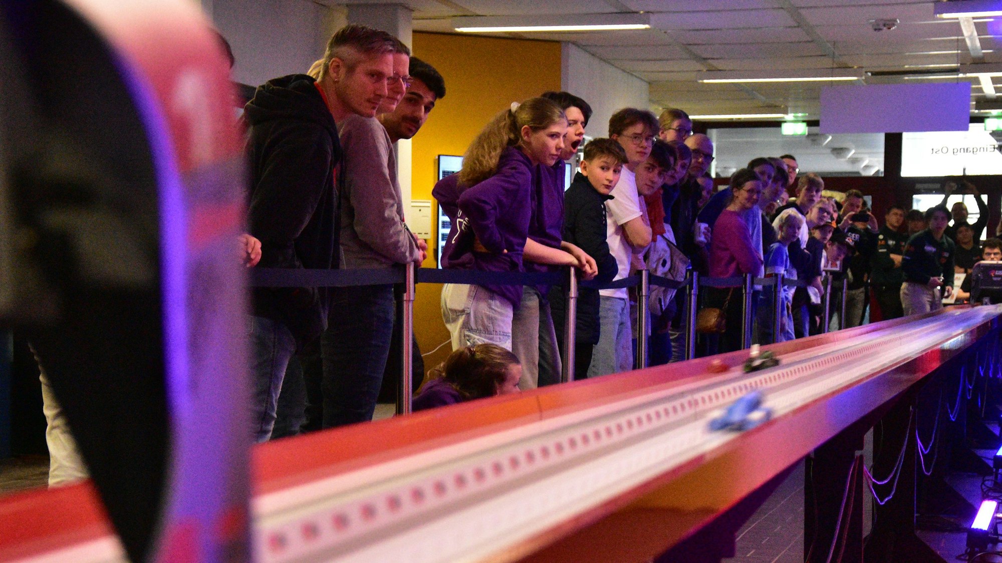 Blitzschnell sausen beim Stem-Racing die kleinen Boliden am Publikum vorbei.