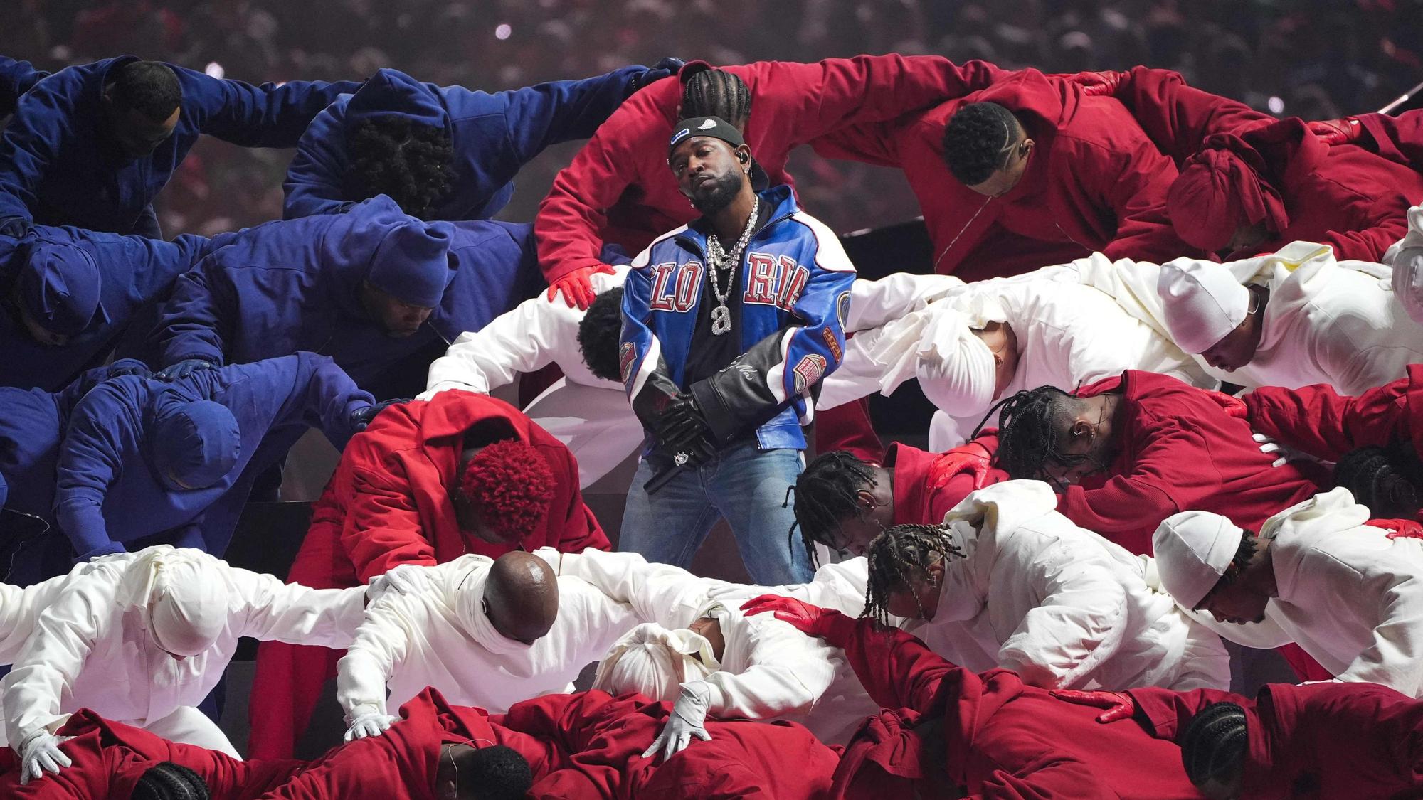 US rapper Kendrick Lamar performs during Super Bowl LIX Chiefs vs Eagles Apple Music Halftime Show at Caesars Superdome in New Orleans, Louisiana, February 9, 2025. (Photo by TIMOTHY A. CLARY / AFP)