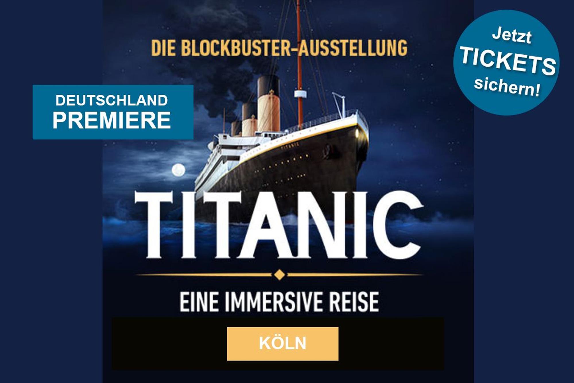 Bild von der Blockbuster-Ausstellung Titanic: Eine immersive Reise
