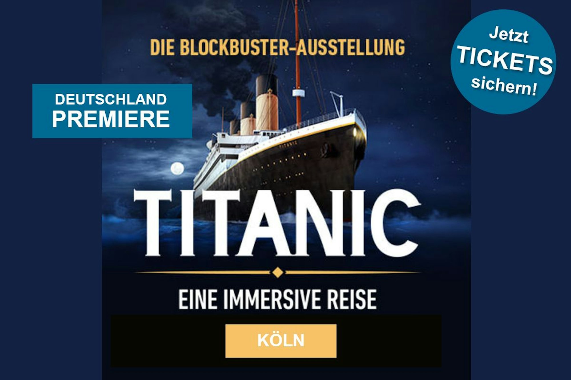 Bild von der Blockbuster-Ausstellung Titanic: Eine immersive Reise