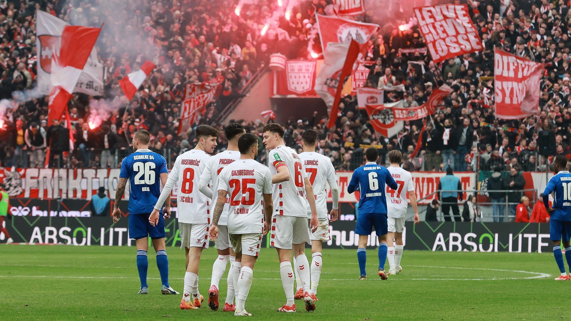 1. FC Köln vs. Schalke 04, 21. Spieltag, 09.02.2025, 13.30 Uhr, Jubel nach dem Tor zum 1:0 durch Damion Downs (1. FC Köln), Bild: Herbert Bucco