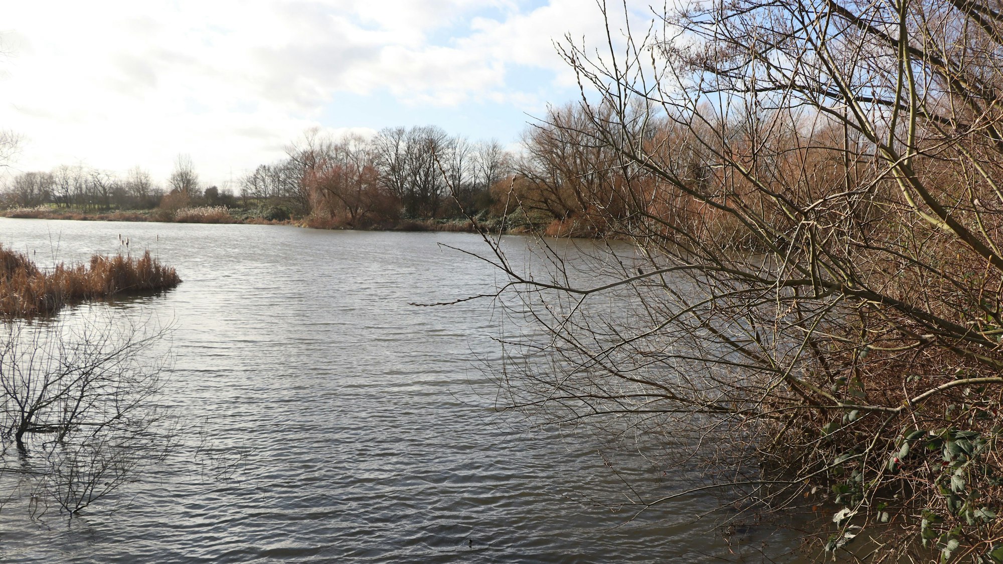 Zu sehen ist ein See mit Ufer.