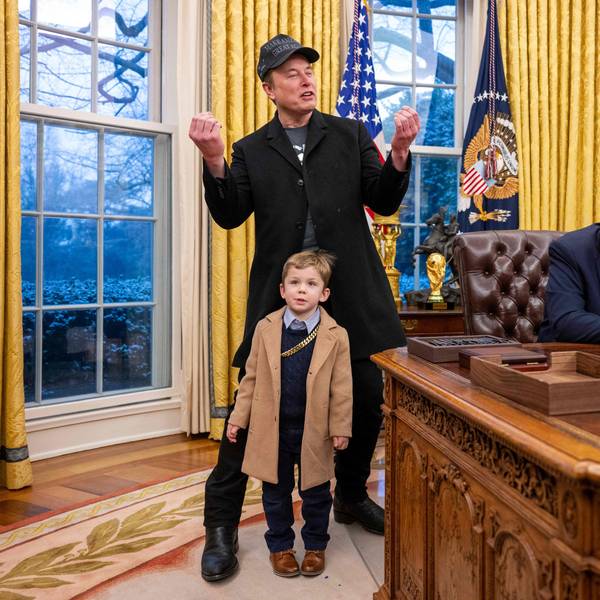 Elon Musk und sein Sohn X Æ A-Xii zu Besuch bei US-Präsident Donald Trump.