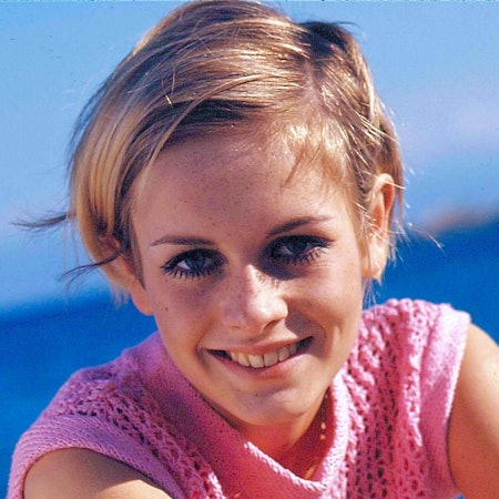Twiggy lächelt in die Kamera.