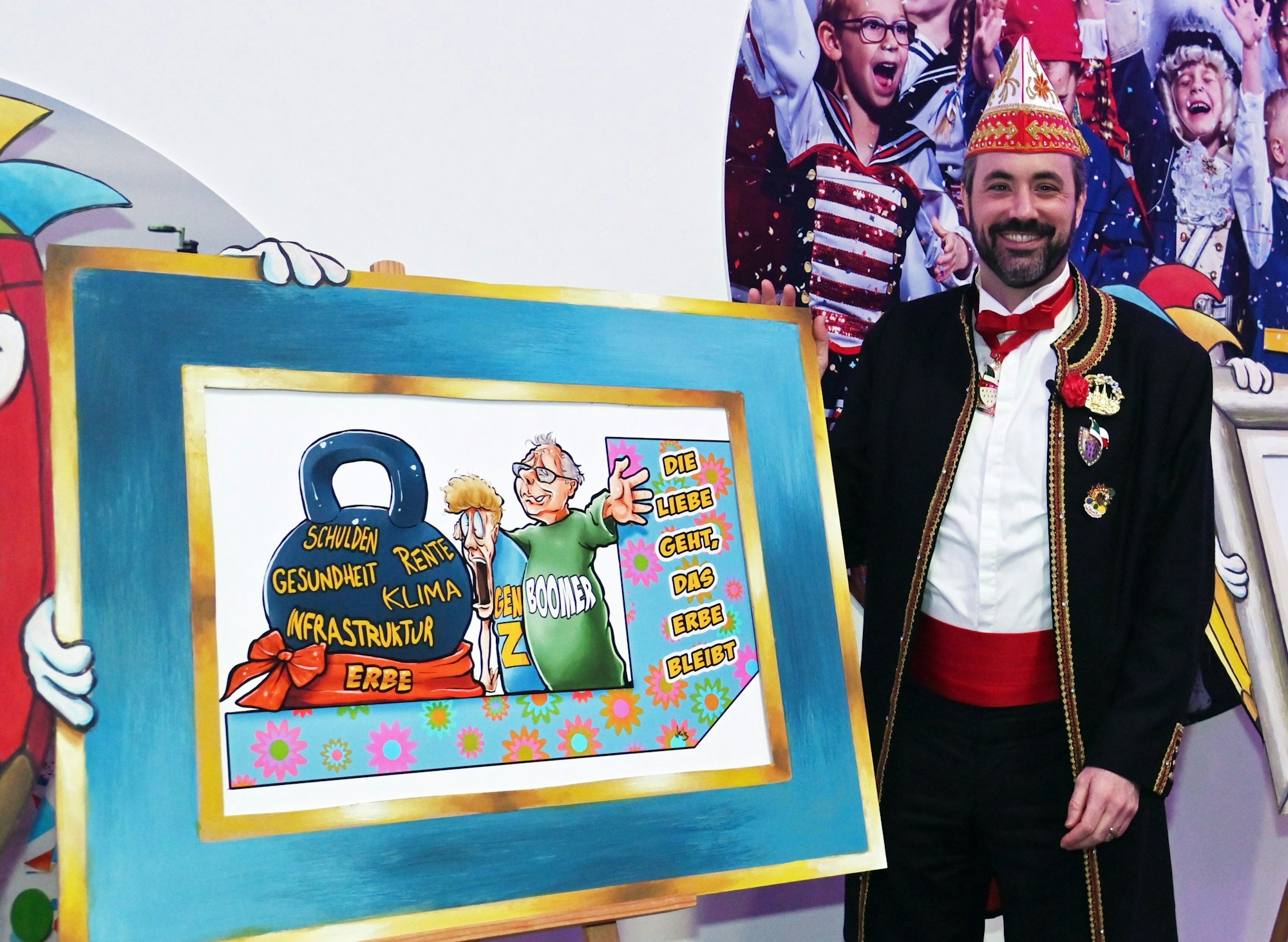 Pressekonferenz zum Kölner Rosenmontagszug. Hier werden erstmals Skizzen der geplanten Motivwagen gezeigt.