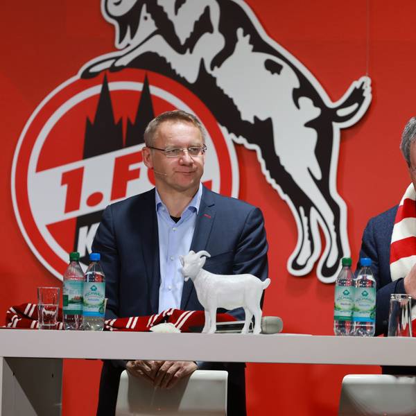 1. FC Köln, MMC-Studios, Mitgliederstammtisch, von links: Eckhard Sauren, Werner Wolf (1. FC Köln), 15.01.2025, Bild: Herbert Bucco