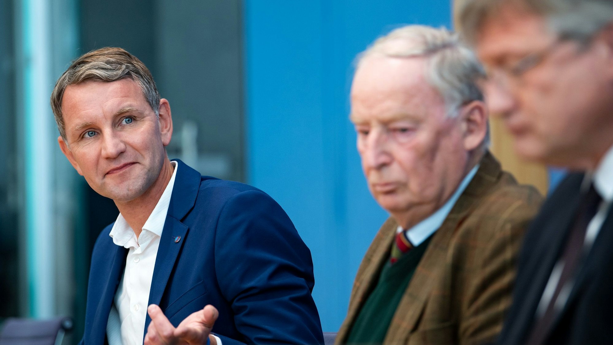 Björn Höcke, Alexander Gauland (beide AfD) und Jörg Meuthen (ehemald AfD, heute Werteunion)