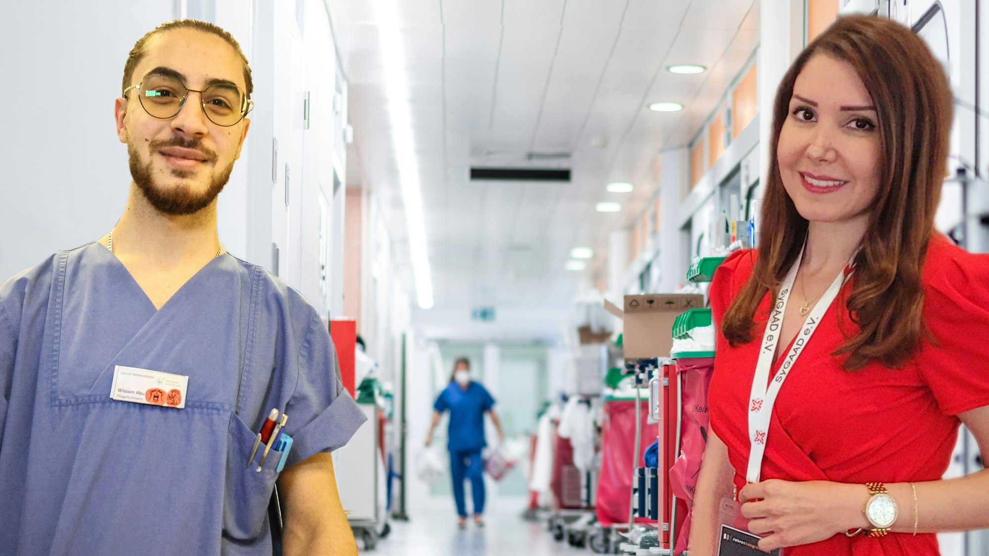 Syrischer Pfleger Wissam Abu Aleaj und syrische Ärztin Nadia Abazid