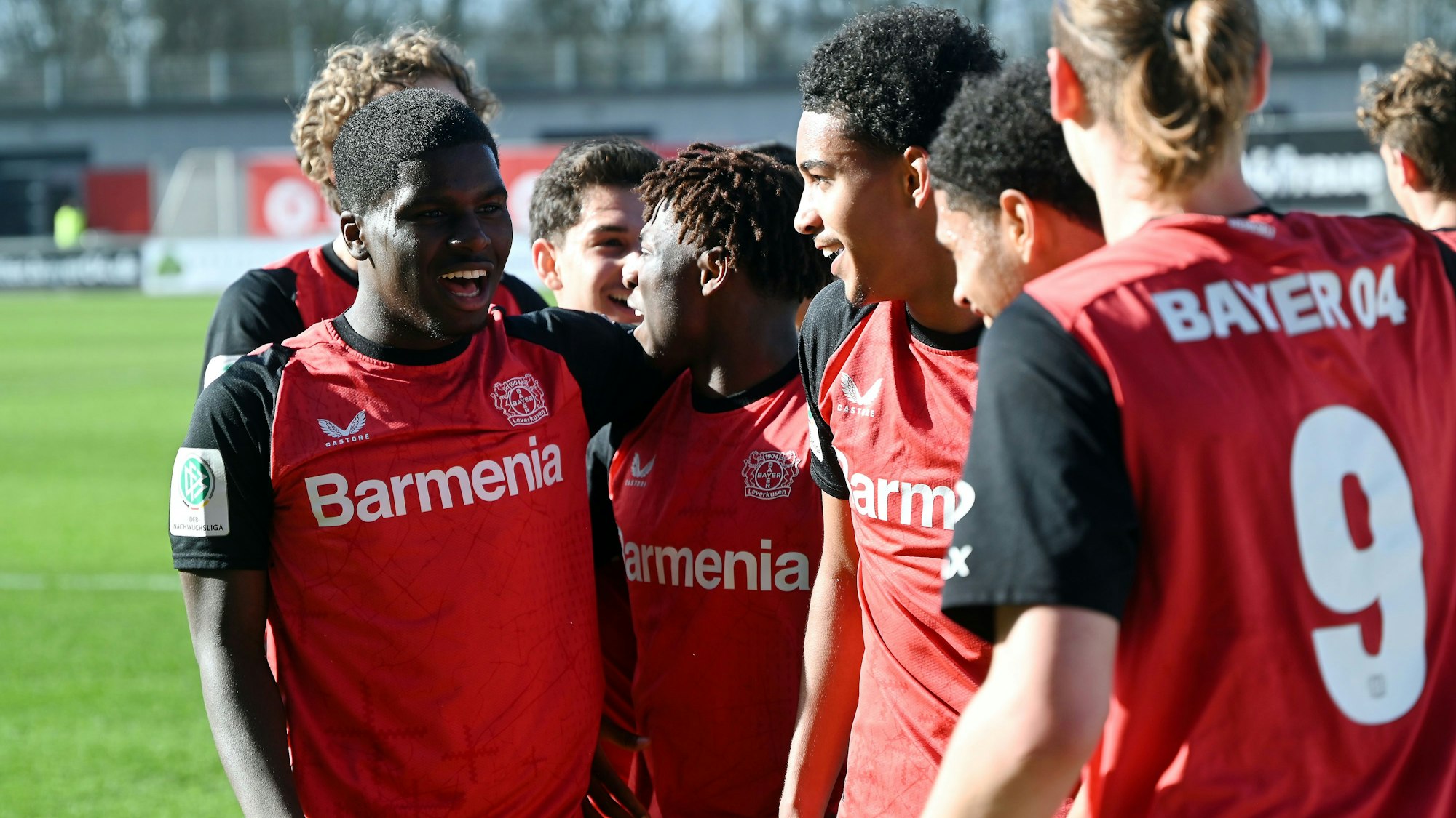 23.02.2025, Fussball-A-Jugend-Bayer 04 Leverkusen-TSG Hoffenheim
Freude nach dem 1:0 für Bayer durch Artem Stepanow (rechts(
Foto: Uli Herhaus