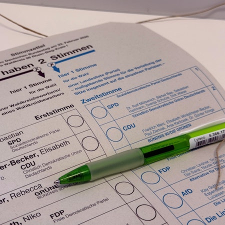 Ein Stimmzettel zur Bundestagswahl.