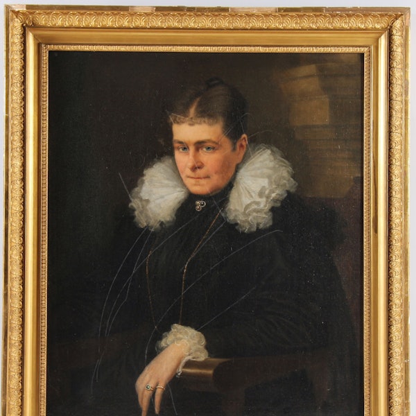 Das Porträt zeigt Adele Rautenstrauch, wer es gemalt hat ist unbekannt.