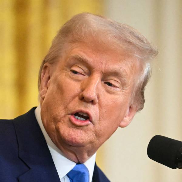 Donald Trump während einer gemeinsamen Pressekonferenz zusammen mit Frankreich Präsident Emmanuel Macron am Montag.