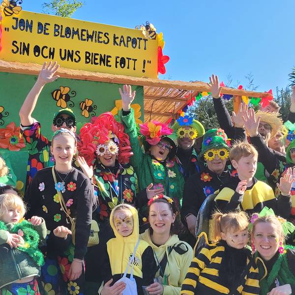 Als Blumenwiesen und Bienen waren Kinder und Erwachsene von den „Jecken Höhnern“ im Forsbacher Karnevalszug unterwegs.
