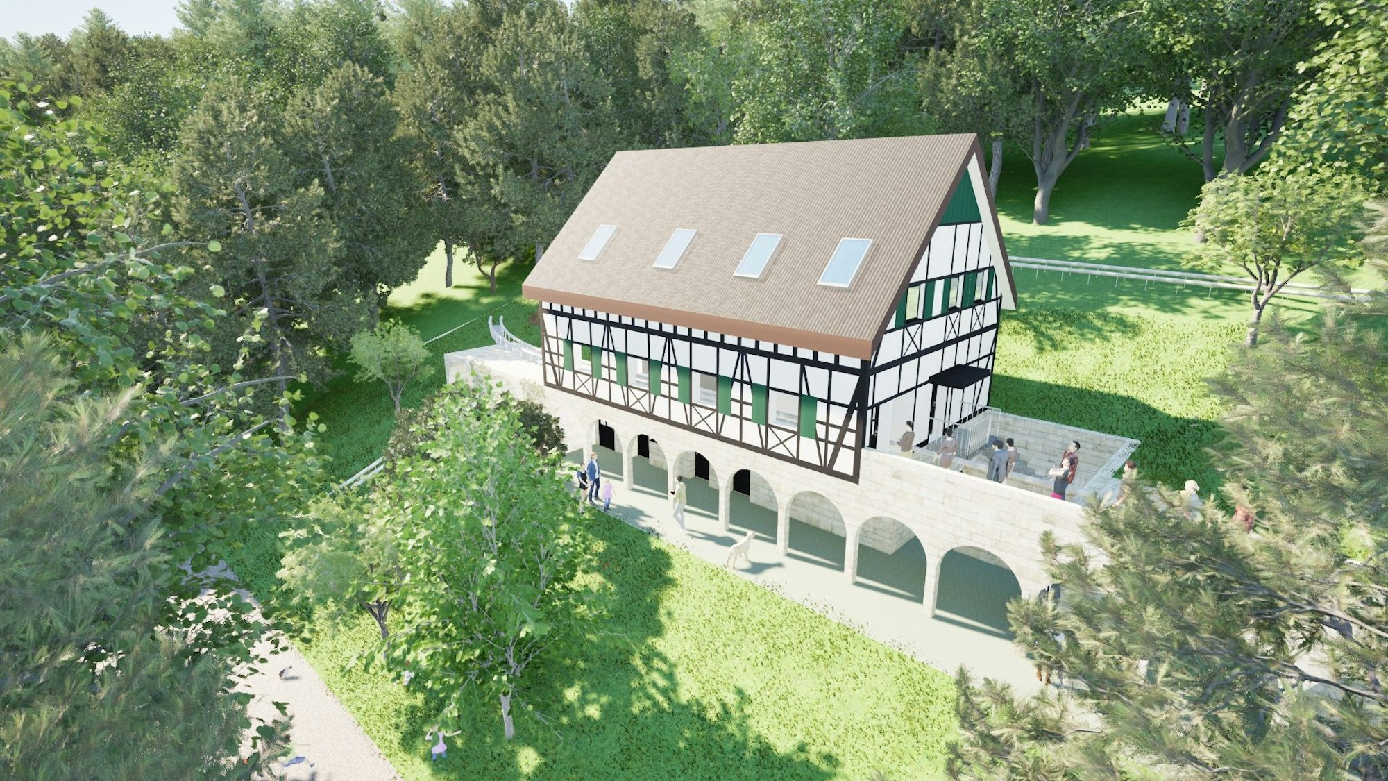 Grafische Darstellung eines Gebäudes.