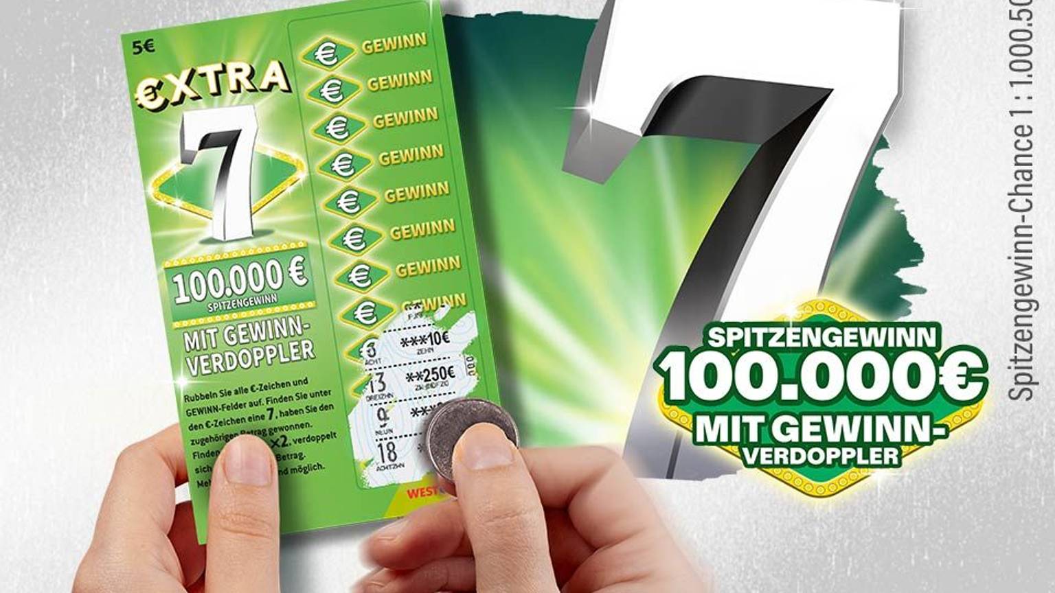 Die 7er-Familie bei den Rubbellosen von WestLotto wird größer: Ab sofort ist das Rubbellos Extra 7 erhältlich