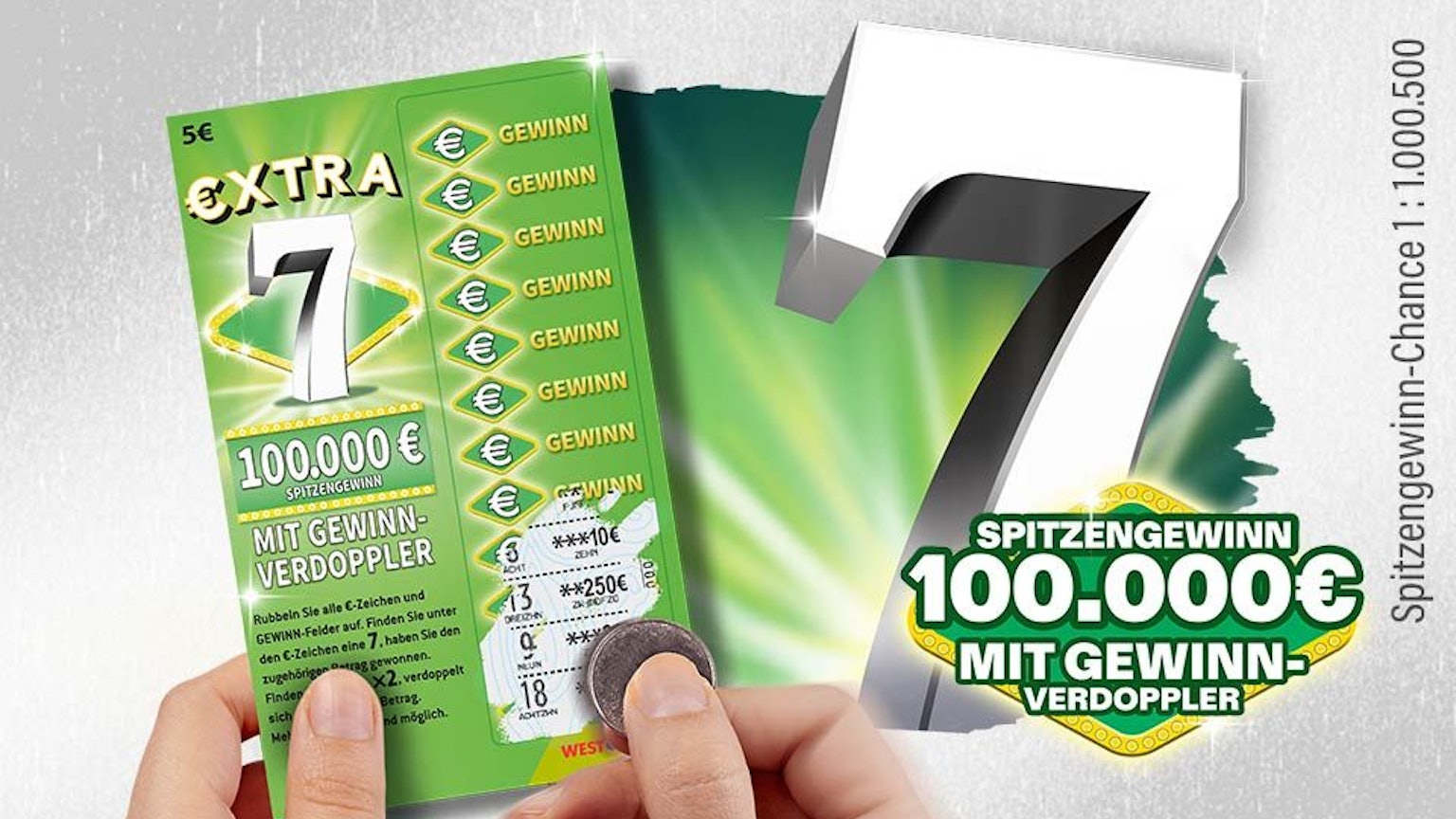 Die 7er-Familie bei den Rubbellosen von WestLotto wird größer: Ab sofort ist das Rubbellos Extra 7 erhältlich