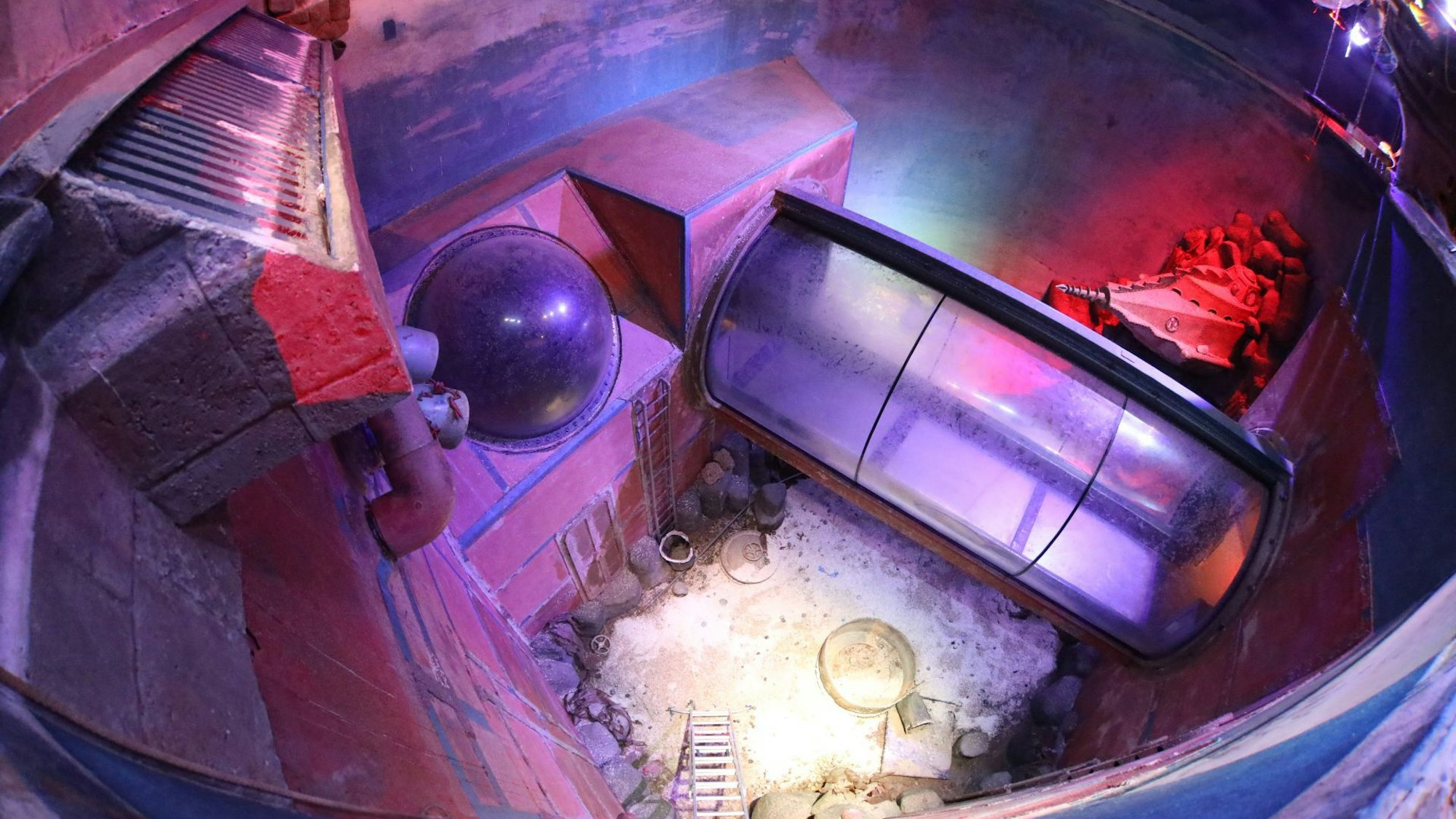 Das leere Ozeanbecken des ehemaligen Riesen-Aquariums.