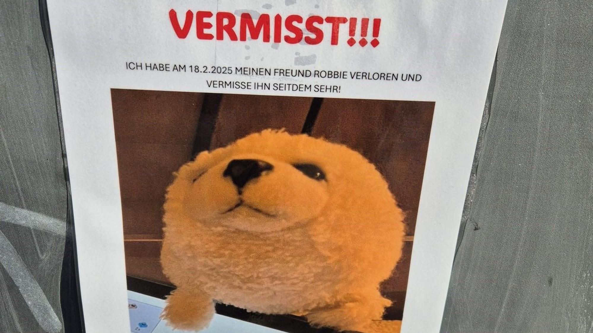 Suche nach Kuscheltier Robbie