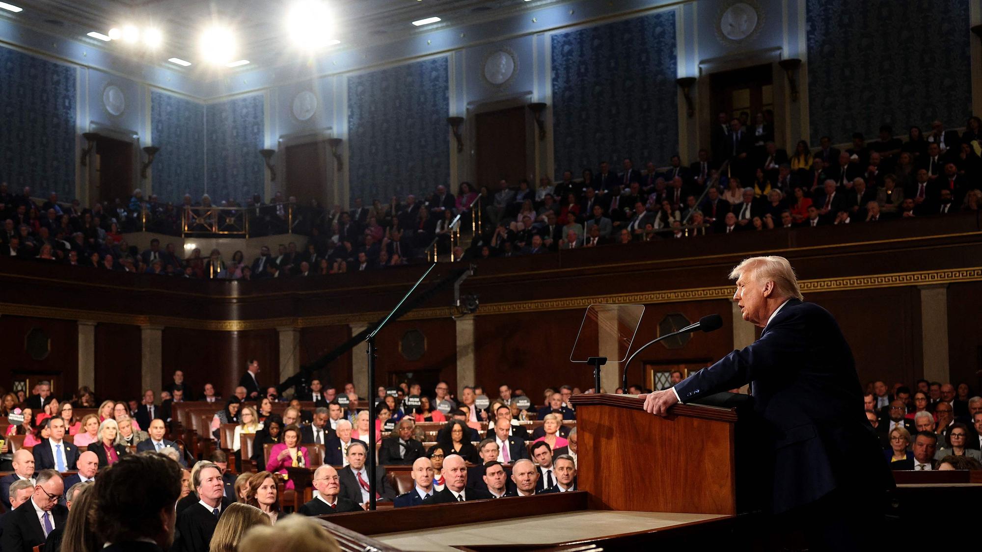US-Präsident Donald Trump hält am späten Dienstagabend (Ortszeit) seine fast zweistündige Rede vor dem Kongress.