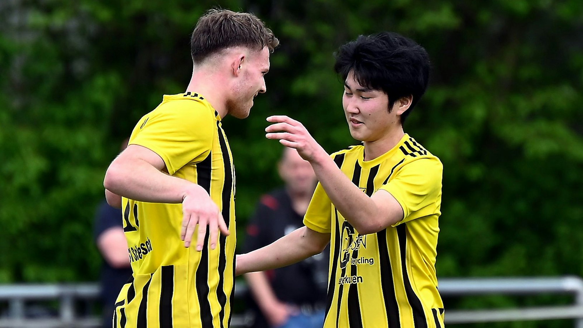 07.04.2024, Fussball-SV Schlebusch - Fortuna Bonn
rechts: Yutaro Takasaki (Schlebusch) Torschütze zum 1:0
Foto: Uli Herhaus
