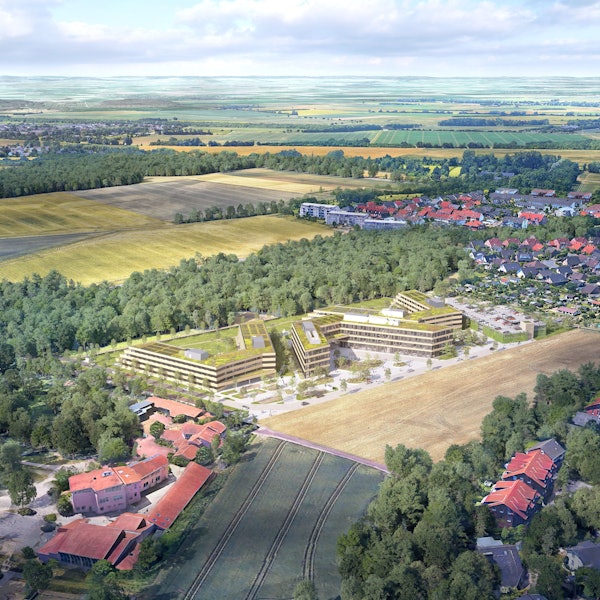 Das Bild ist eine Visualisierung und zeigt den Ville-Campus, der in Erftstadt gebaut werden soll.