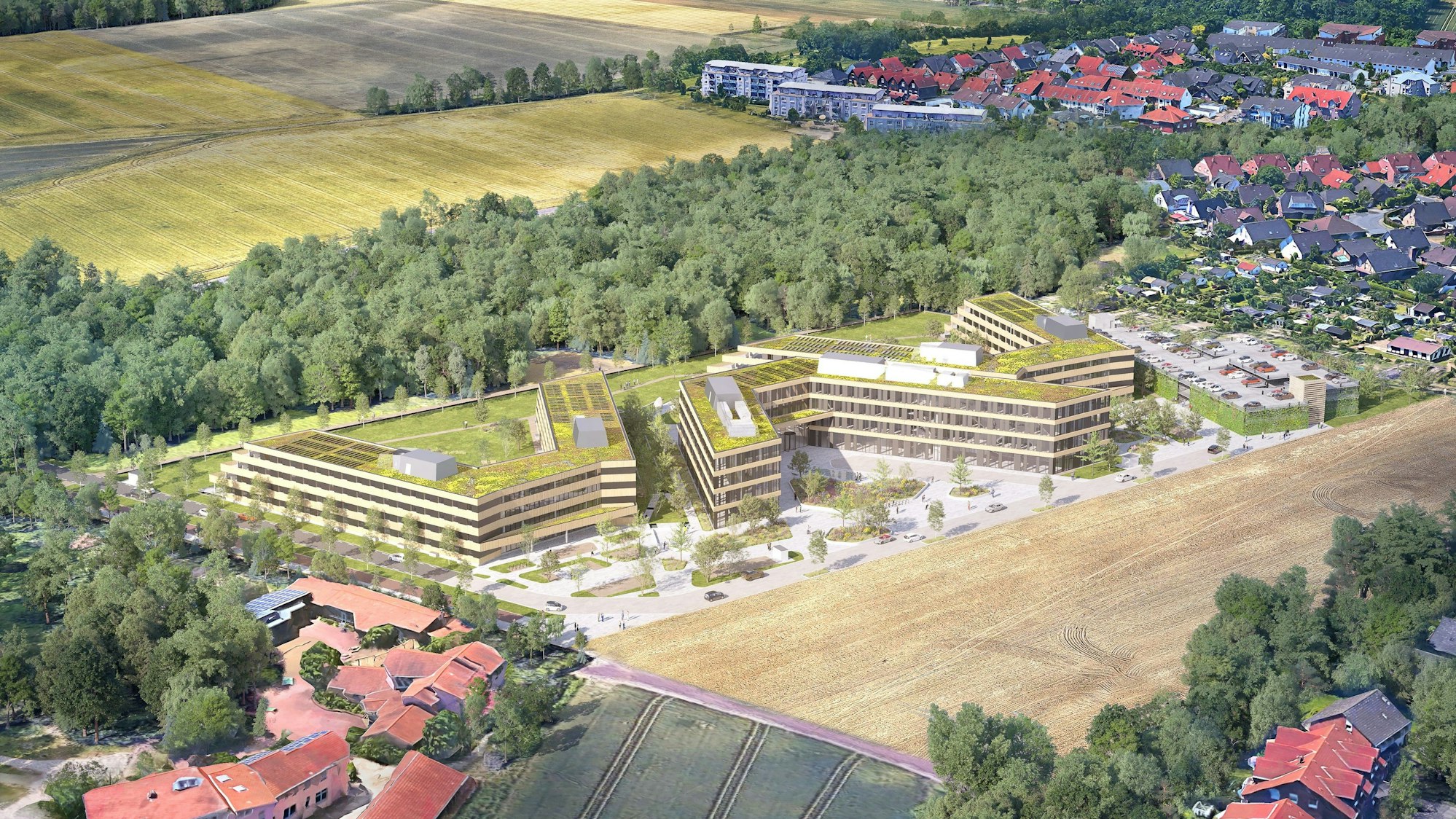 Zu sehen ist die Visualisierung eines Campus.