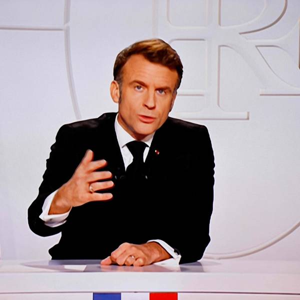 Frankreichs Präsident Emmanuel Macron bei seiner Rede an die Nation am Mittwochabend.