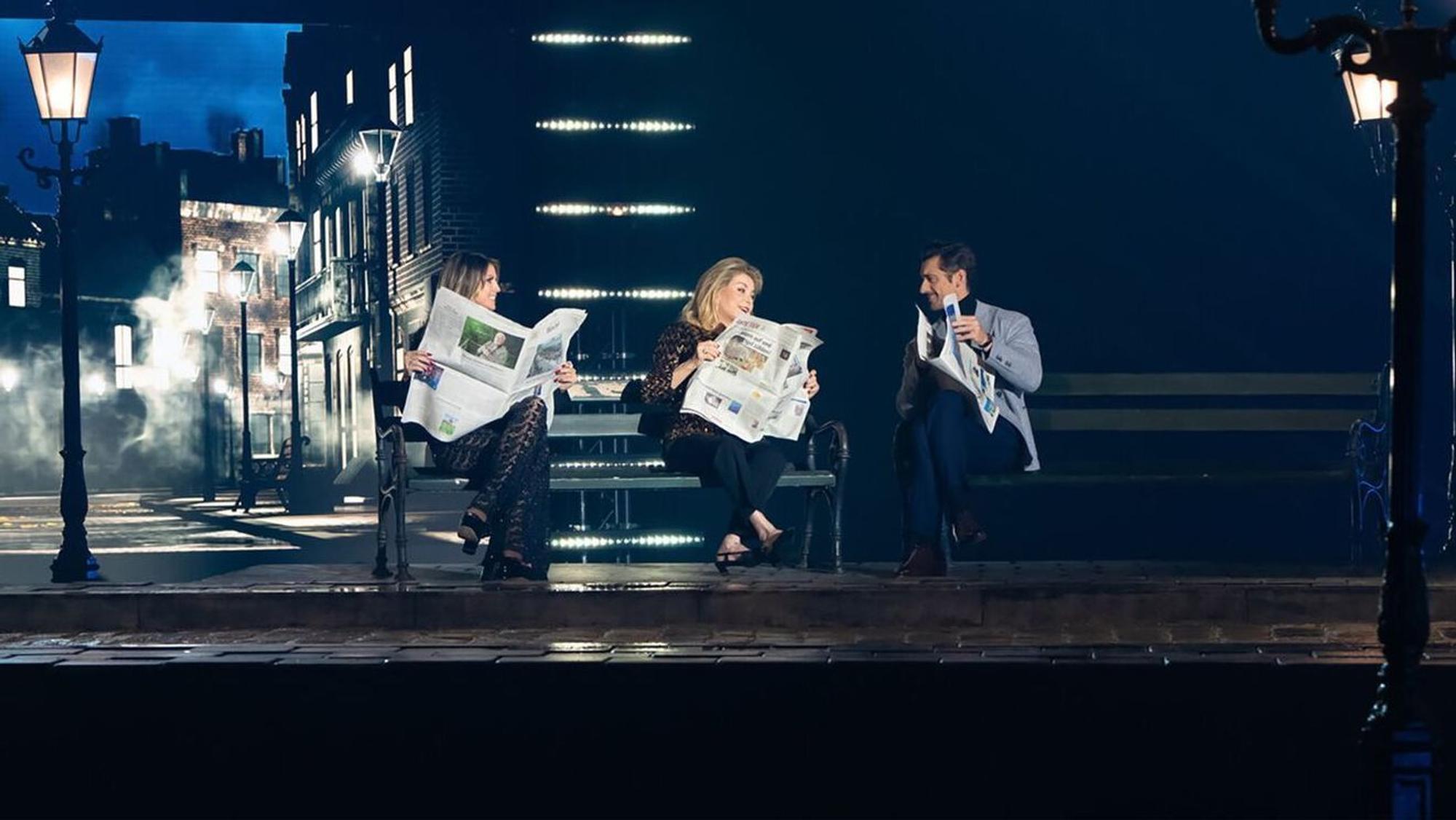 „Germany's Next Topmodel“: Heidi Klum mit Gastjuroren Catherine Deneuve und Male Model David Gandy.