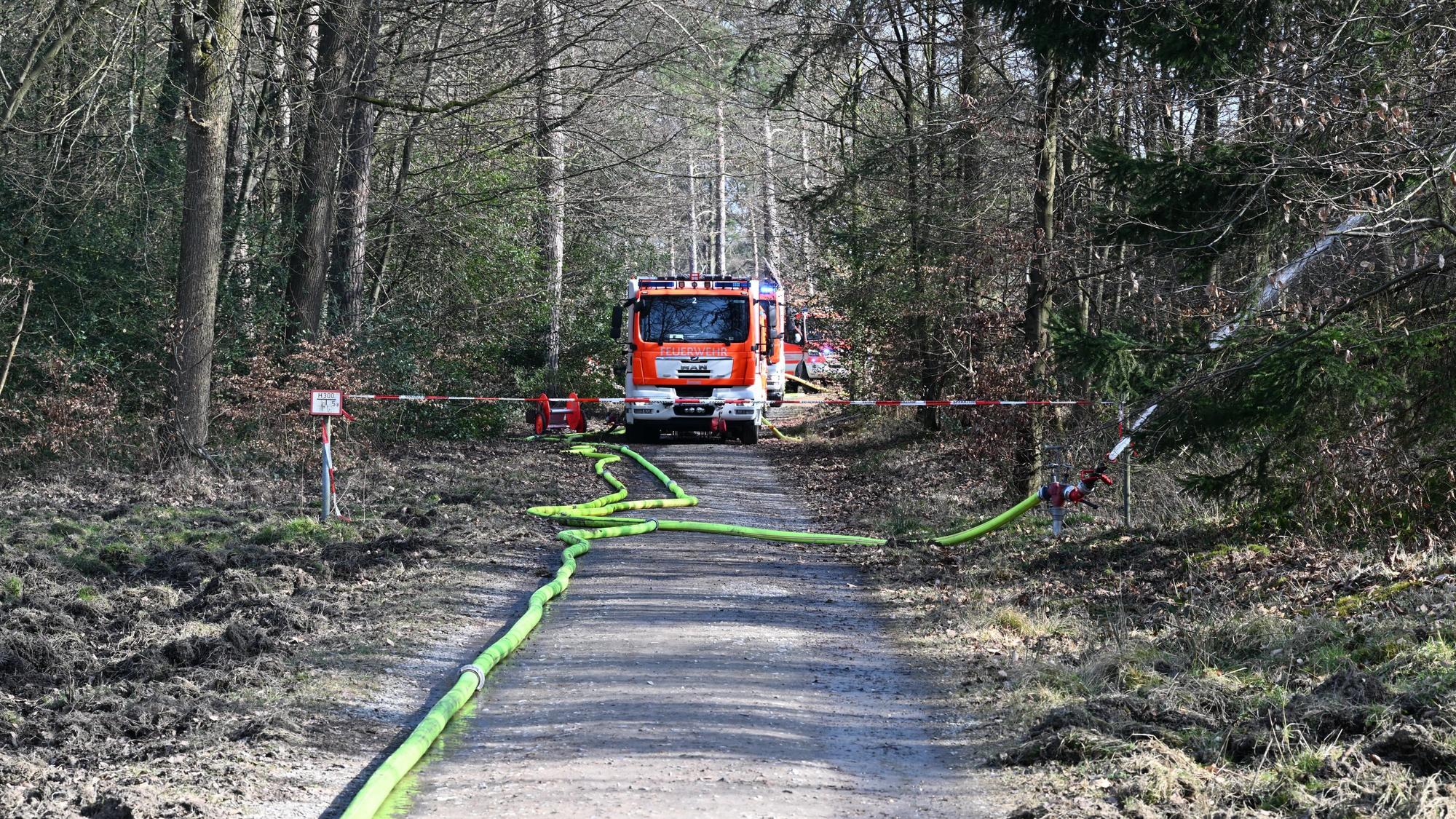 Schwierige Aufgabe: Durch den Wald musste das Löschwasser bis an Flächenbrand gebracht werden.