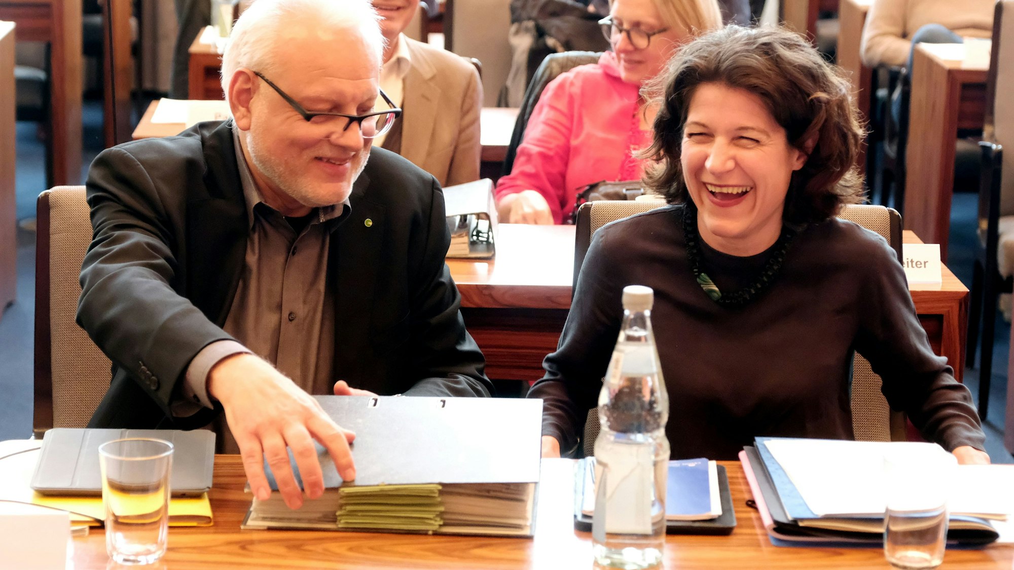 Im Jahr 2018: Der damalige Grünen-Fraktionsgeschäftsführer Jörg Frank und die damalige Fraktionschefin Kirsten Jahn.