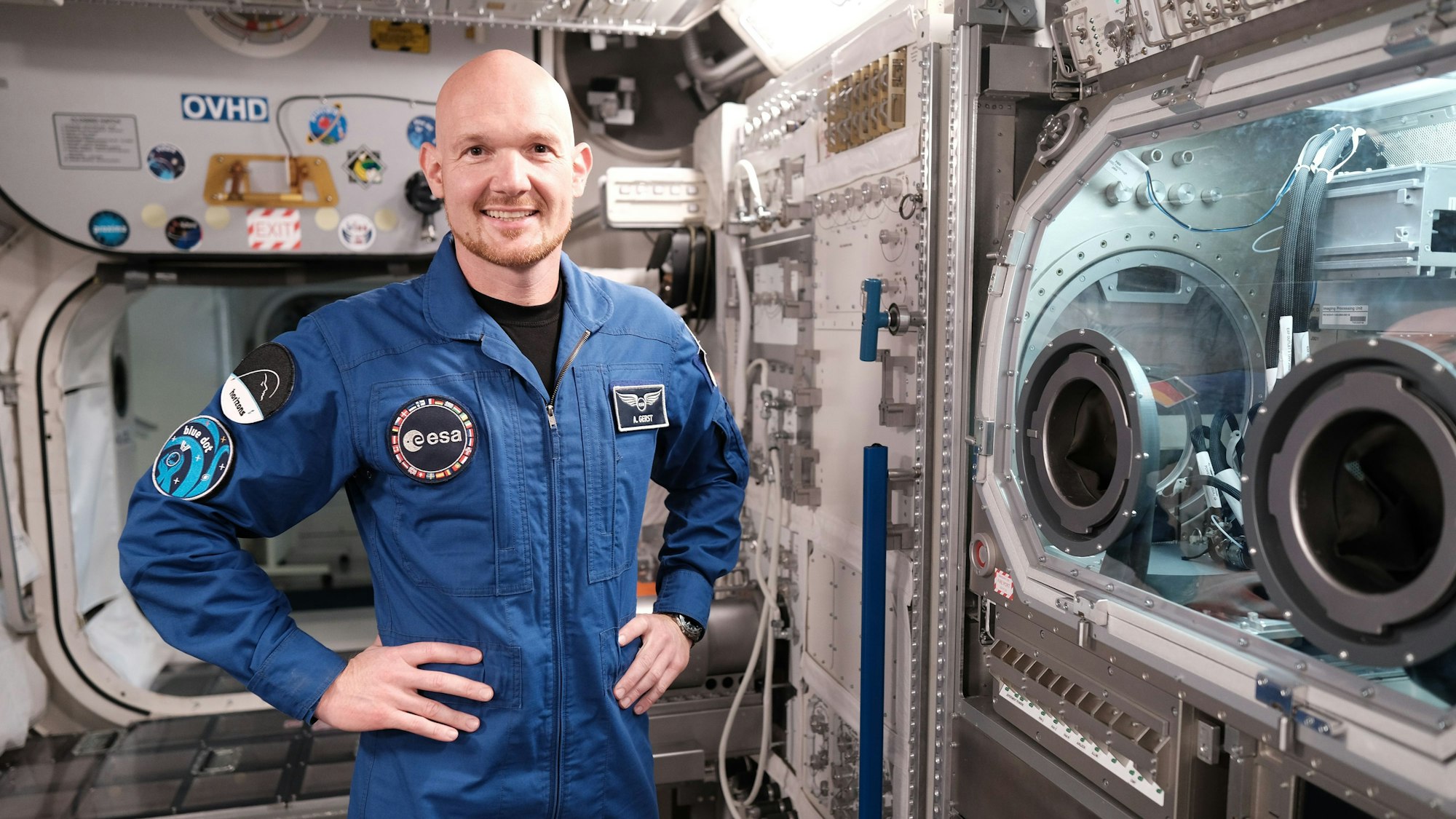 Astronaut Alexander Gerst in einem Model der Esa im Trainingszentrum für Astronauten Luft- und Raumfahrtzentrum in Köln (Archivbild).