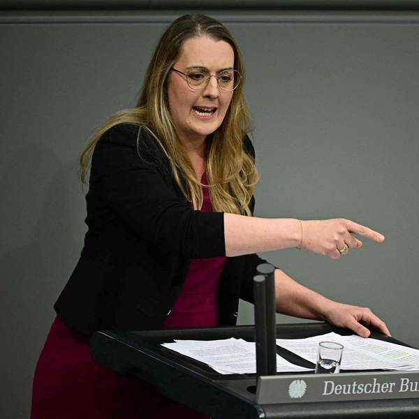 Nahm sich in ihrer Rede am Donnerstag den wohl kommenden Bundeskanzler vor: Grünen-Ko-Fraktionschefin Katharina Dröge
