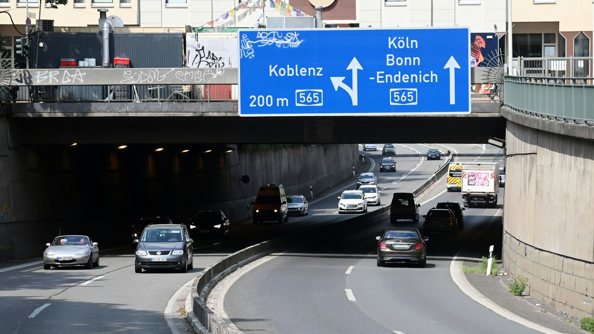 Die Anschlussstelle der A565 in Bonn Poppelsdorf.