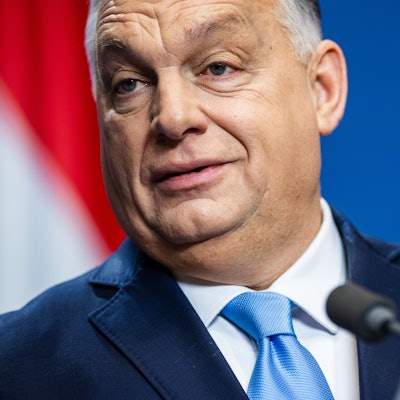 Der ungarische Ministerpräsident Viktor Orbán spricht bei einer Pressekonferenz. (Archivbild)