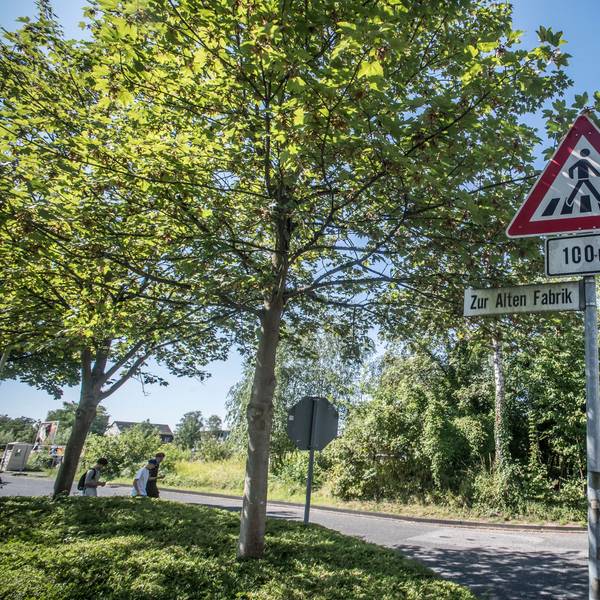 Die Straße Zur alten Fabrik an der Ecke Pommernstraße