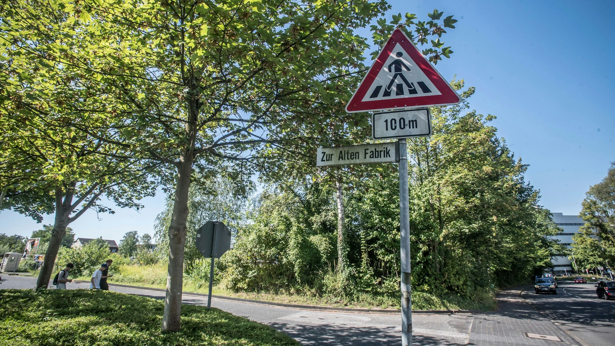 Die Straße Zur alten Fabrik an der Ecke Pommernstraße