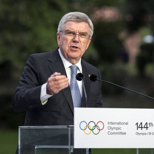 Der scheidende IOC-Präsident Thomas Bach eröffnet am Dienstag im antiken Olympia die 144. Vollversammlung des Internationalen Olympischen Komitees.