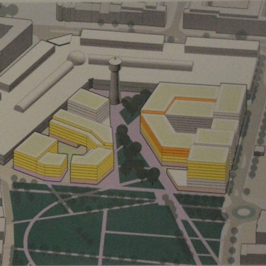 Visualisierung der Planungswerkstatt für das Areal zwischen den Köln-Arcaden und dem Bürgerpark.