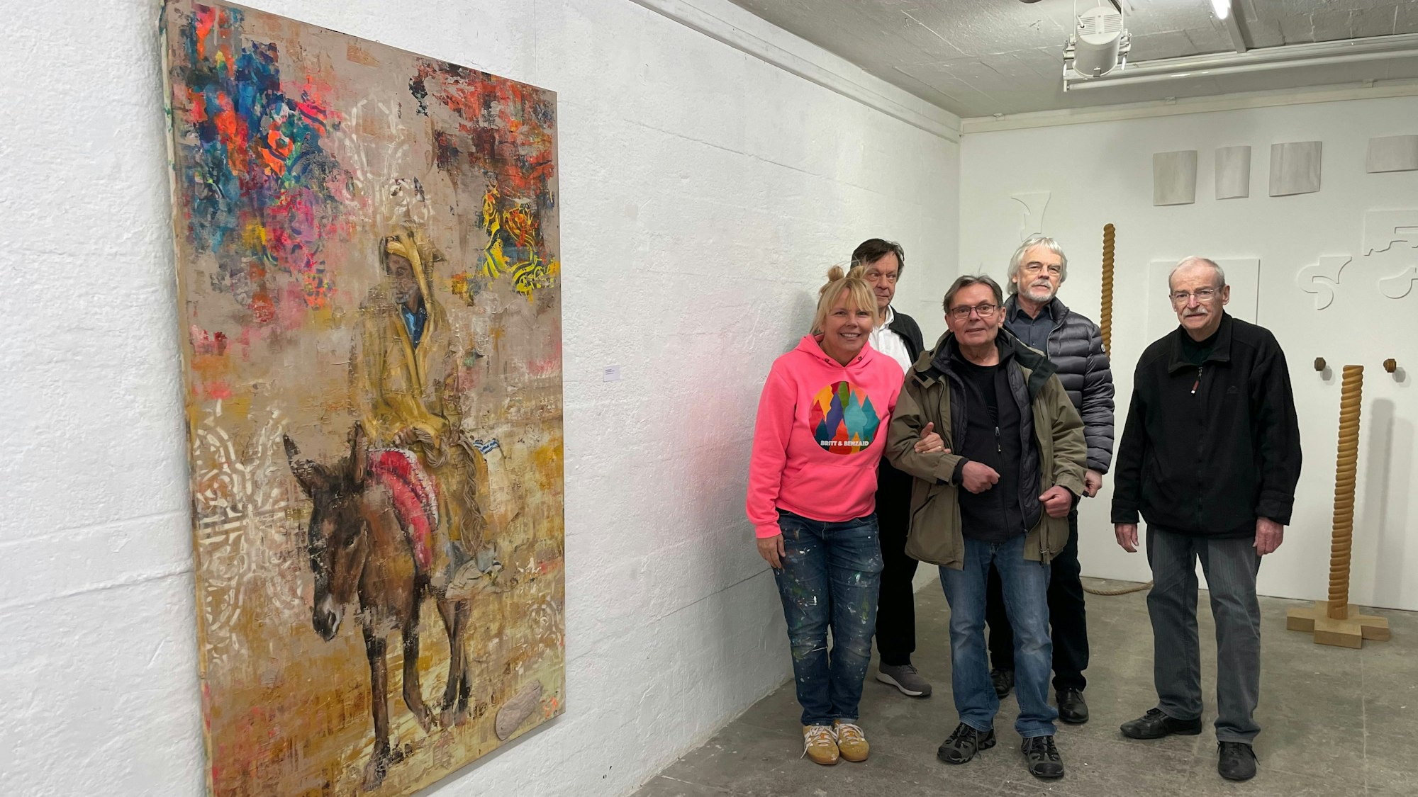 Ausstellung „Seil“ im Künstlerbunker: Britta Reinhardt (v.l.), Christof Lungwitz, Jürgen Dehniger, Jo Seibt und Rolf Wetter.