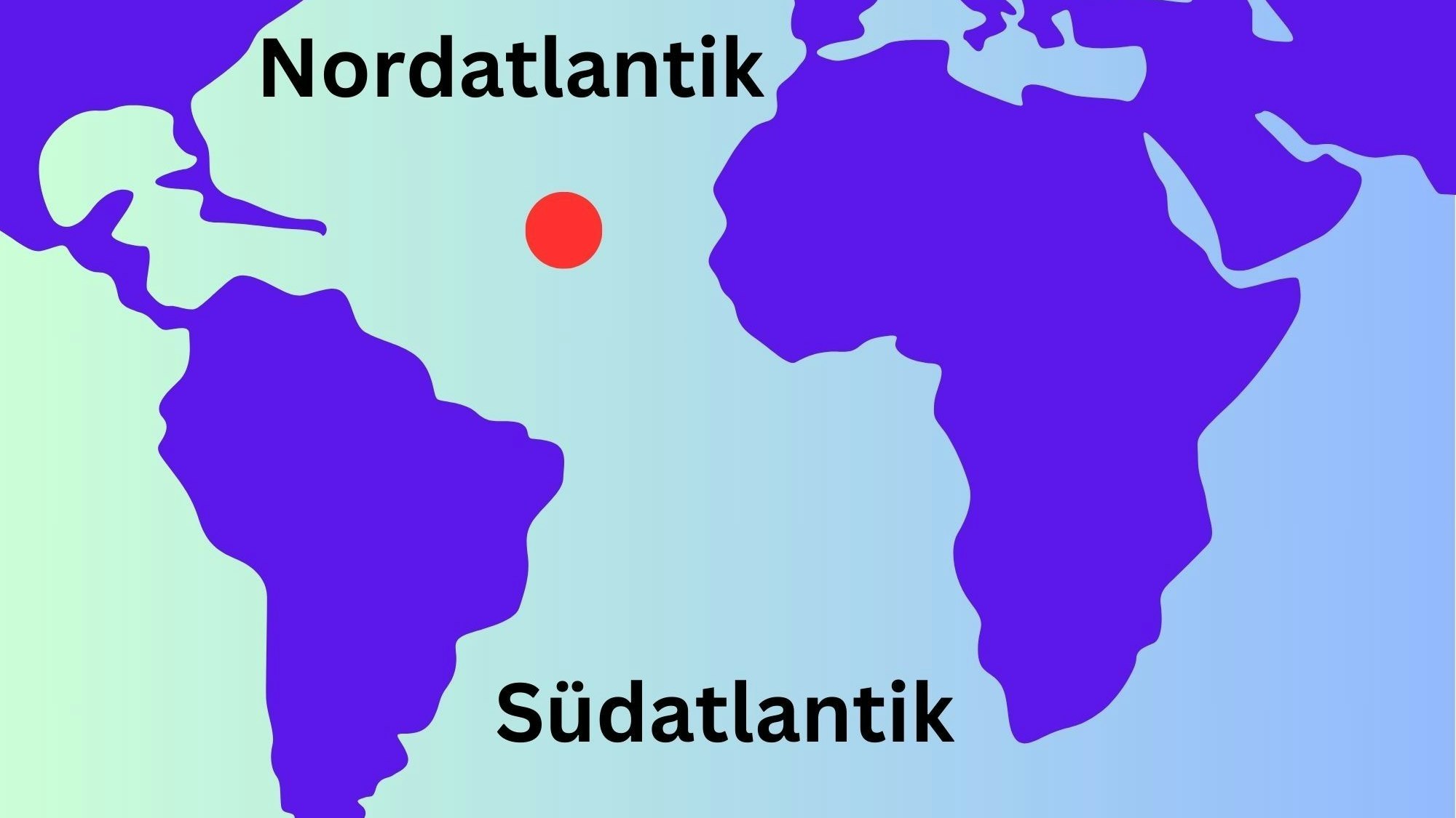 Ein roter Punkt auf einer vereinfachten Weltkarte markiert die Stelle im Nordatlantik, an der ein kleines Boot gesichtet wurde.