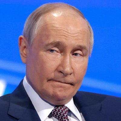 Der russische Diktator Wladimir Putin beim Jahreskongress der Russischen Union der Industriellen und Unternehmer in dieser Woche. (Archivbild)